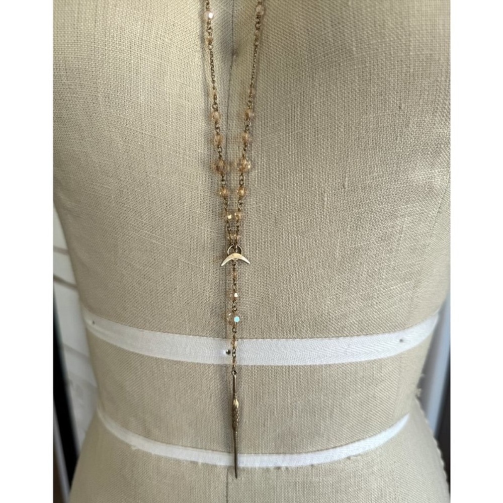 CHAN LUU Lariat moon necklace w/ crystal beads - Picture 3 of 4